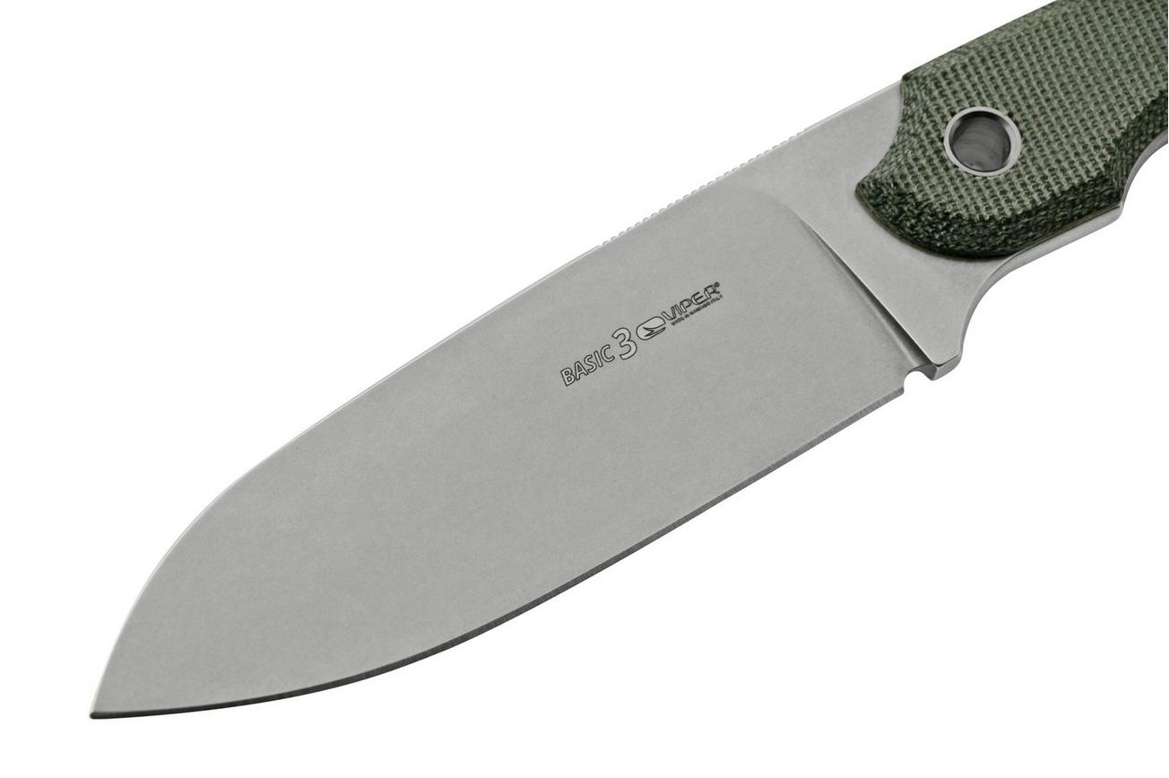 Viper Basic 3 VT4036CB D2 Spear Point Stonewashed, Black Canvas Micarta, vaststaand mes