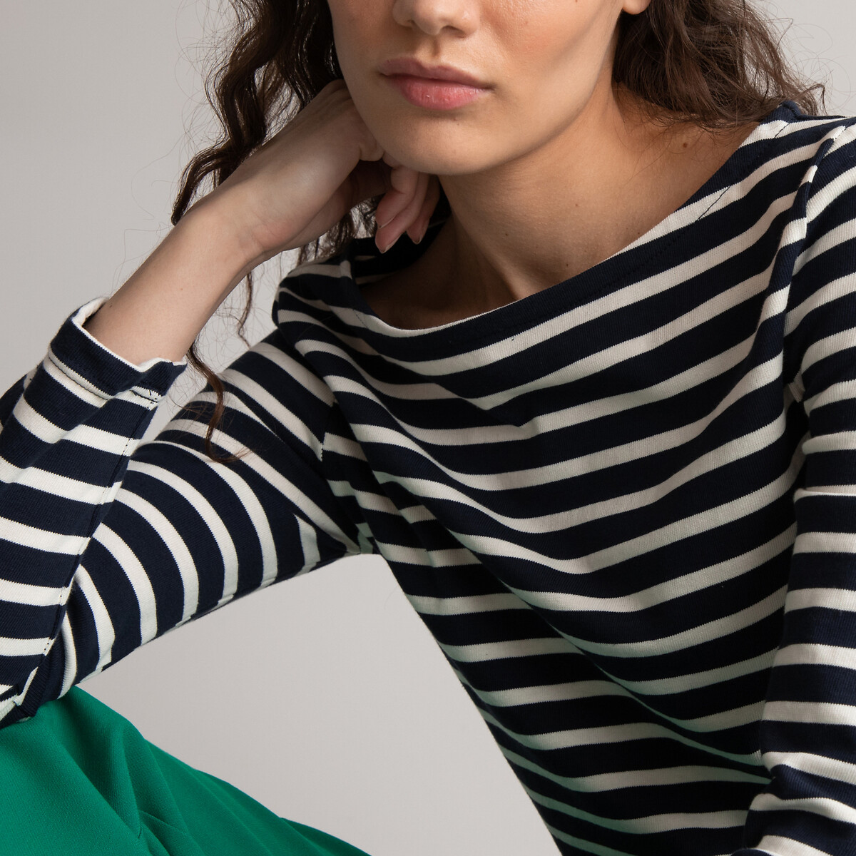COLEÇÃO LA REDOUTE<br>Camiseta listrada com decote canoa e mangas compridas