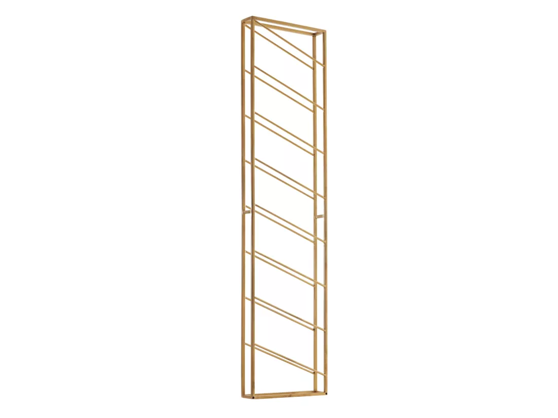 Casier à Vin Mural Métal Doré 36x150x8cm Étagère Porte-bouteilles Étroit