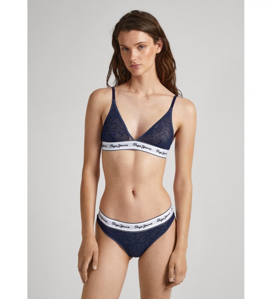 Calcinha fio dental clássica Pepe Jeans em tela azul marinho