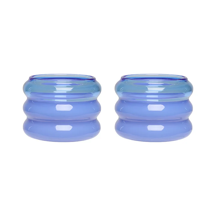 Design Letters - Bubble Teelichhalter, blue / milky blue (2er-Set)