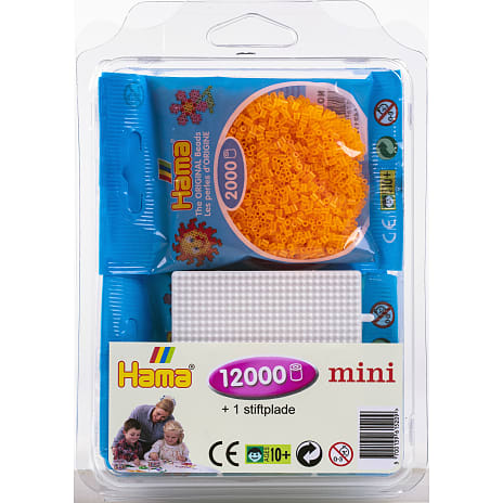 Hama mini perler 12000 stk. med stiftplade - neonfarver