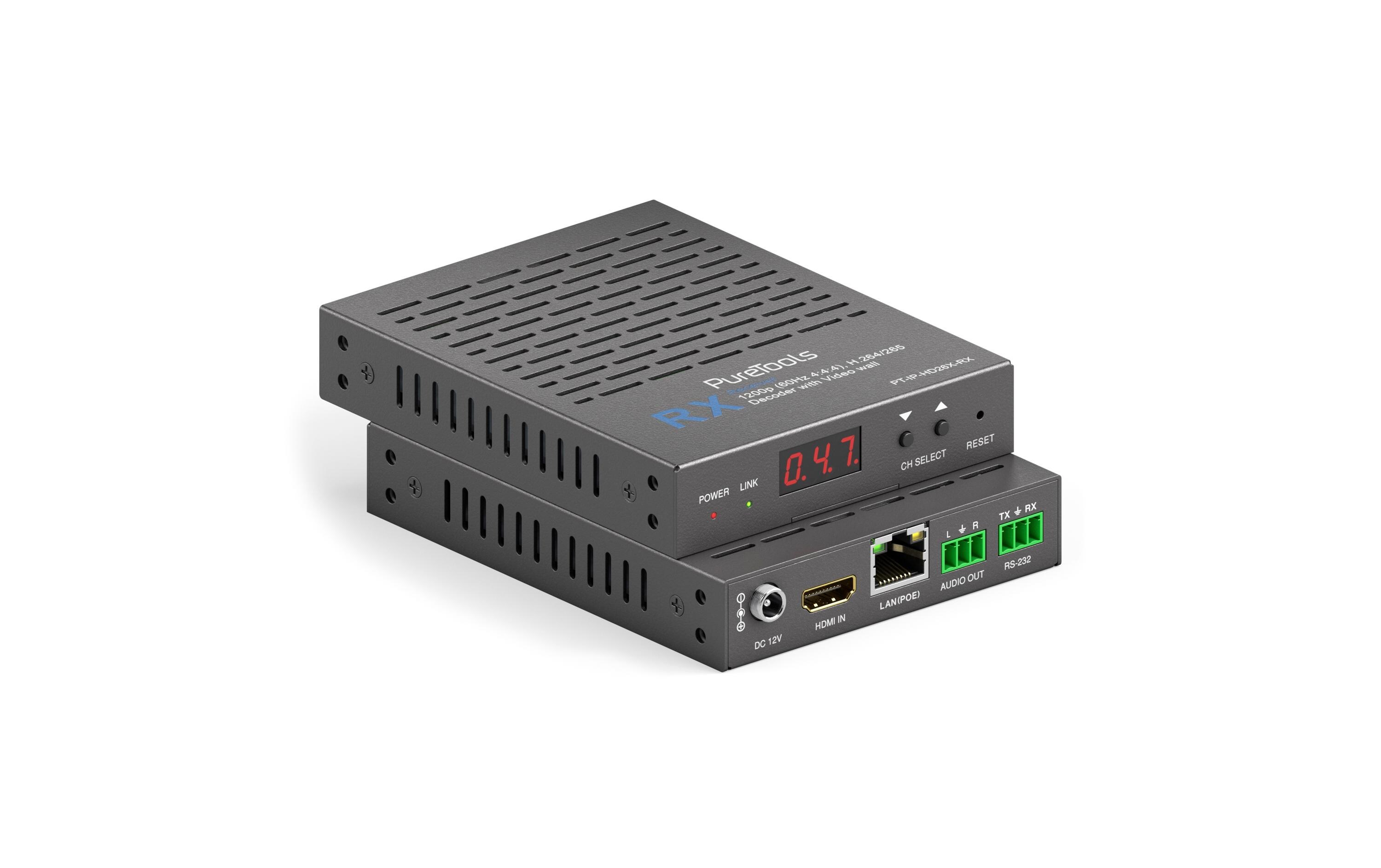IP Receiver PT-IP-HD26X-RX HDMI<br>HDMI IP Receiver, H.264 / 265 IP-Streaming-Decoder mit Video Wall