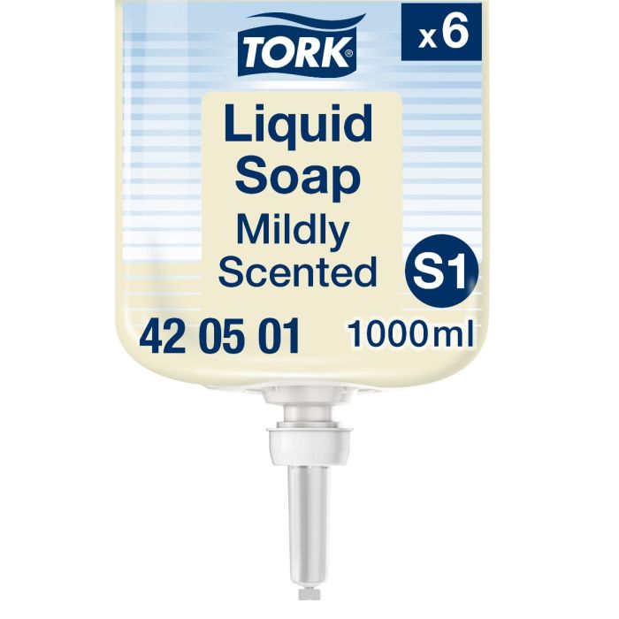 Tork S1 420501 6st echte Premium milde vloeibare zeep Mevon 55 - Voor S1/S11 zeepdispensers - frisse geur (420501)