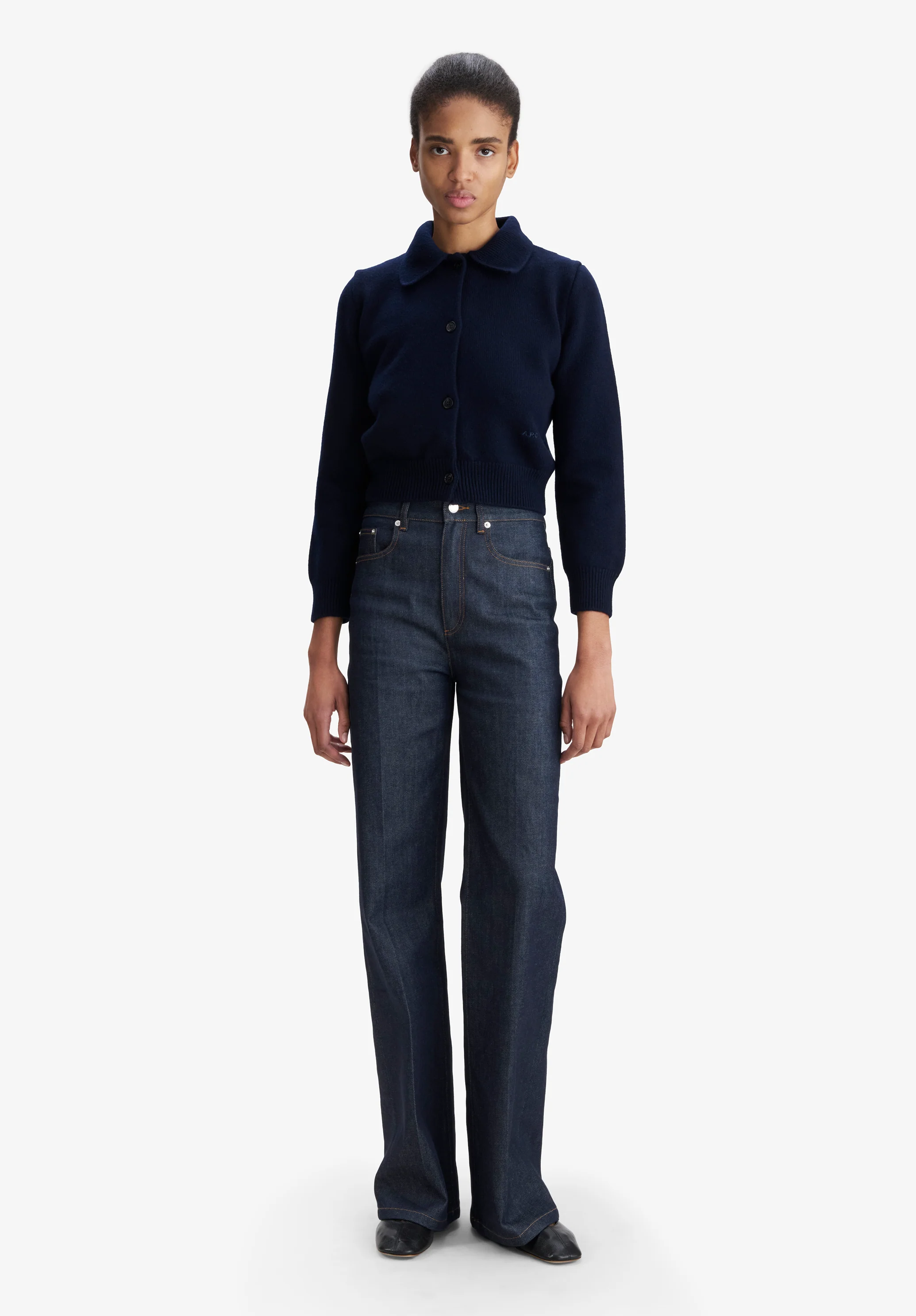 Cardigan polo uni - Dark navy