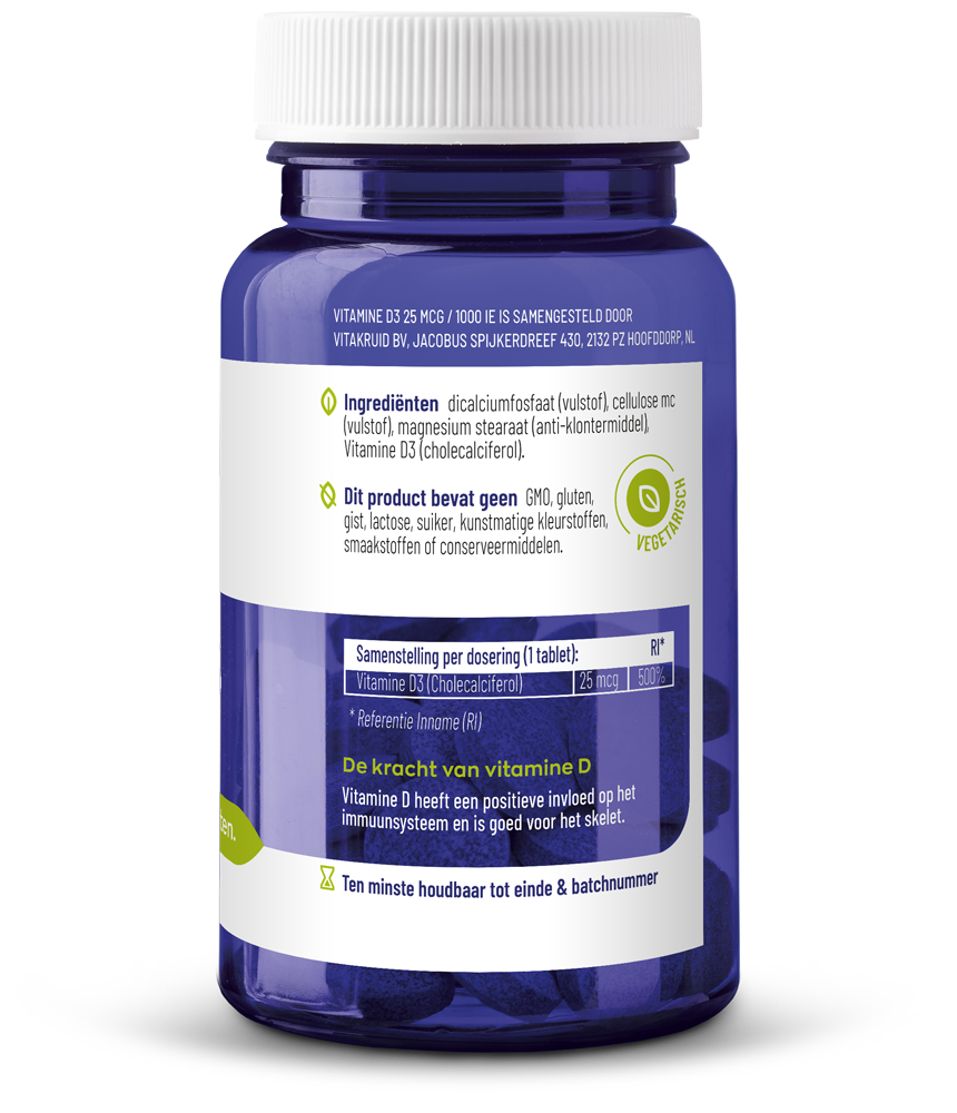 Vitakruid Vitamine D3 25 Mcg / 1000 IE (120 tabletten)