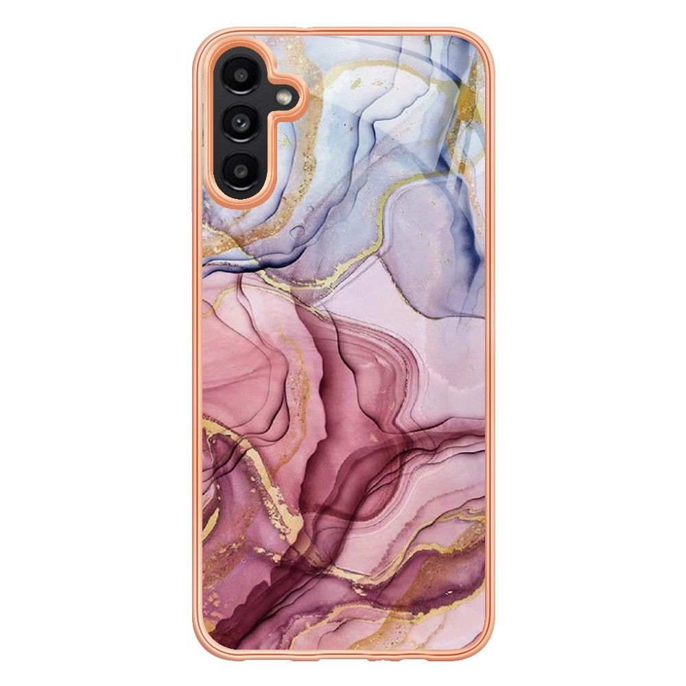 Samsung Galaxy A56 Gummi Case Hülle Galvanisierter Rahmen Marble Marmor Design - Pink / Roségold
