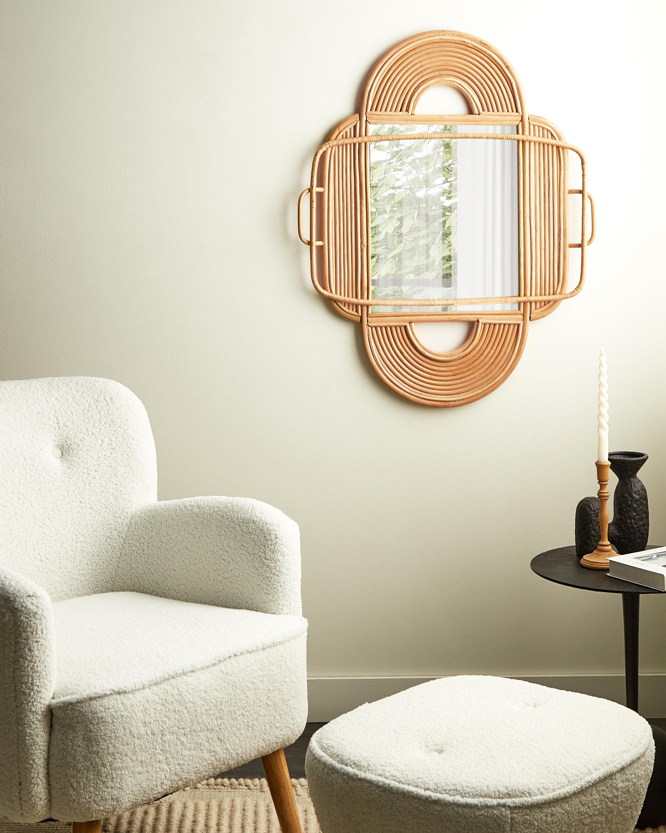 Wandspiegel ALCORN 70 cm 90 cm Rotan Natuurlijk
