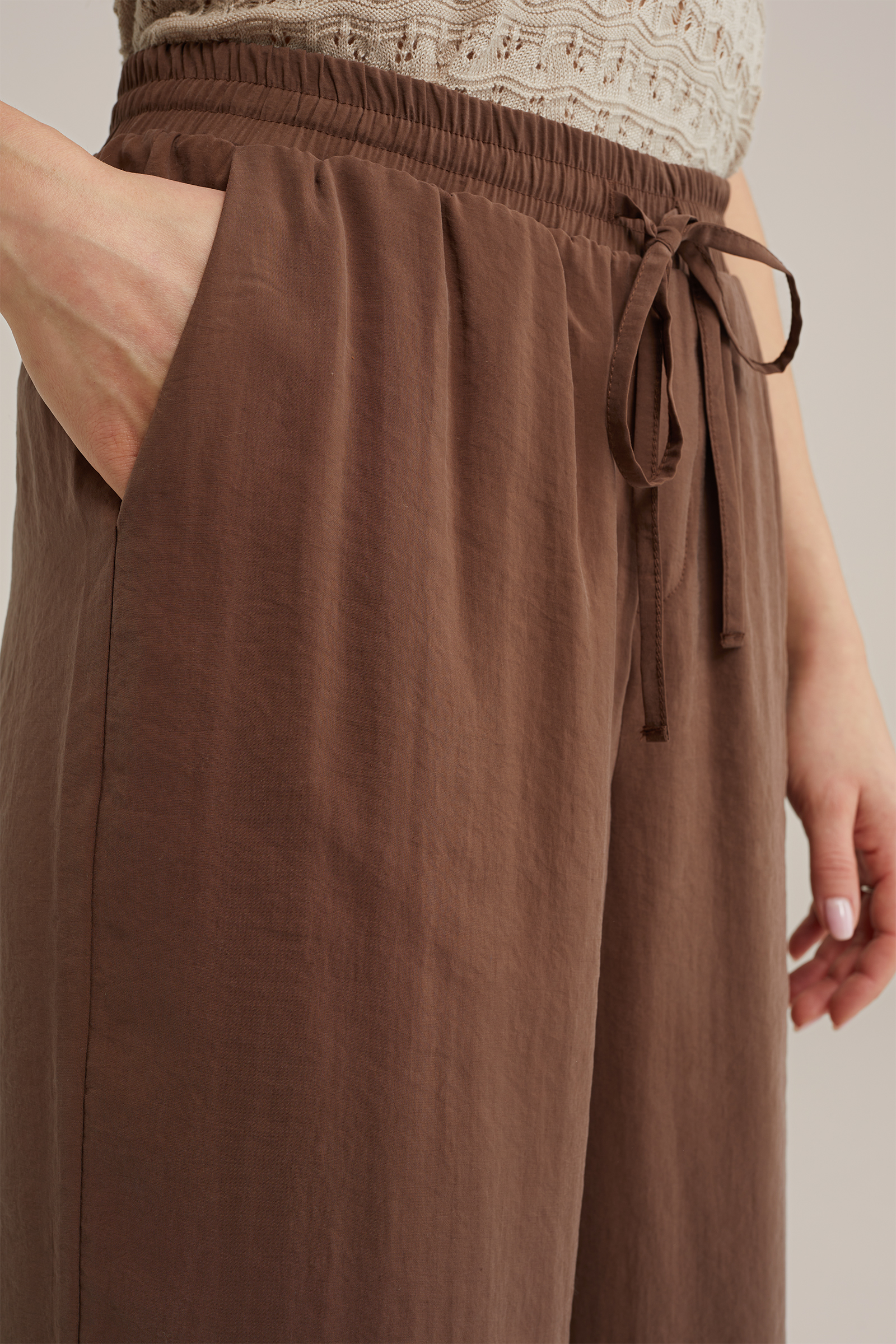 wide leg broek WE Fashion Donkerbruin