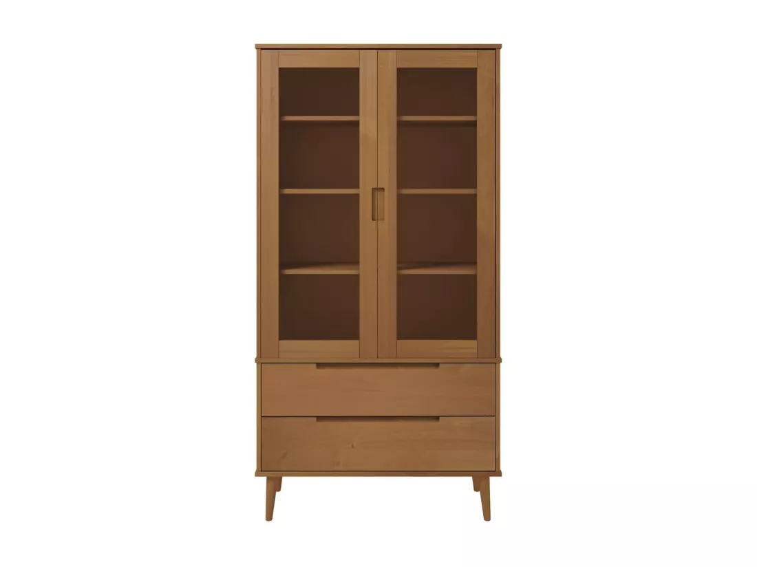 Armoire à vitrine MOLDE Marron 90x35x175 cm Bois de pin massif