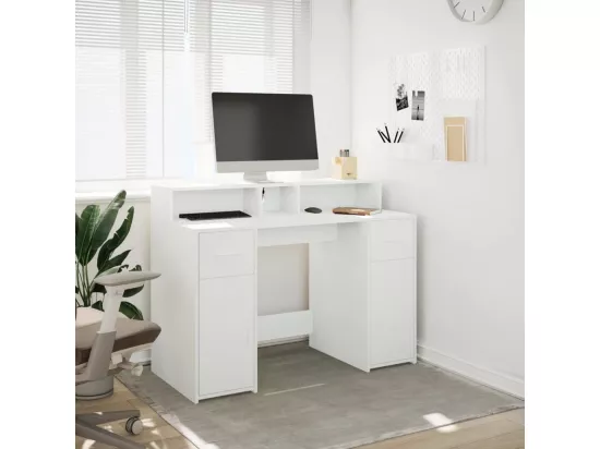 Bureau avec lumières LED blanc 120x55x91 cm bois d'ingénierie