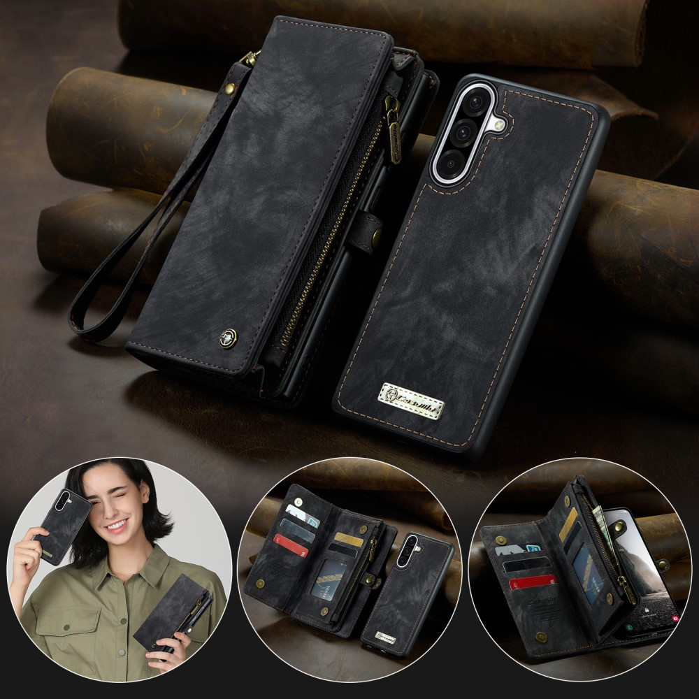 Samsung Galaxy A56 2in1 Leder Tasche   Magnet Hardcase Karten Etui - Schwarz