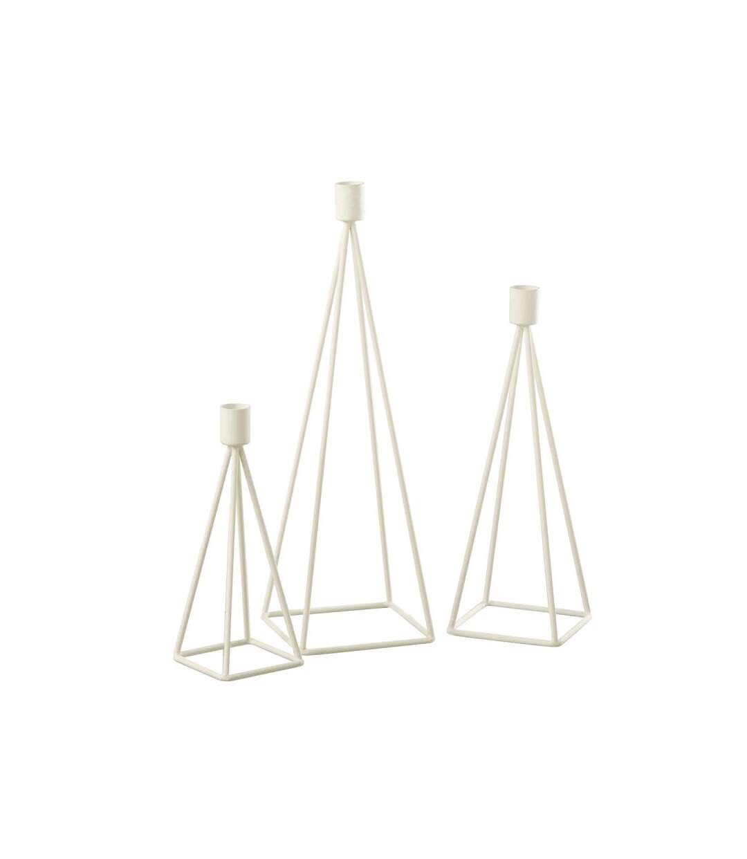 Paris Prix - Lot De 3 Bougeoirs Design désiré 38cm Blanc
