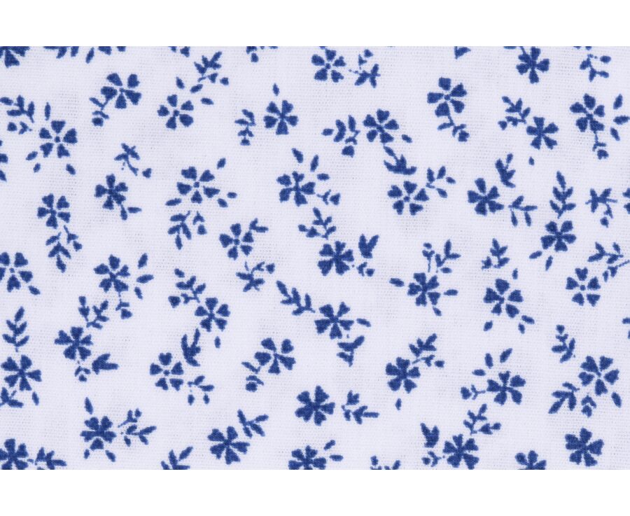 Chemise coton blanche imprimée fleurs bleues - NOÉ