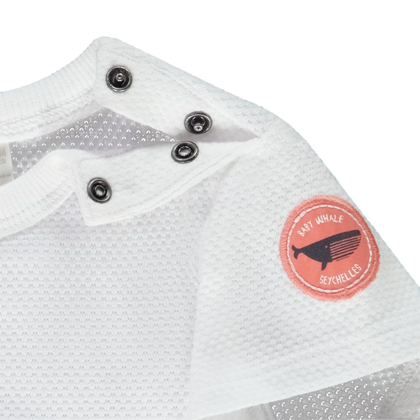 Ensemble 2 pièces t-shirt en nid d'abeille pour bébé garçon - Blanc