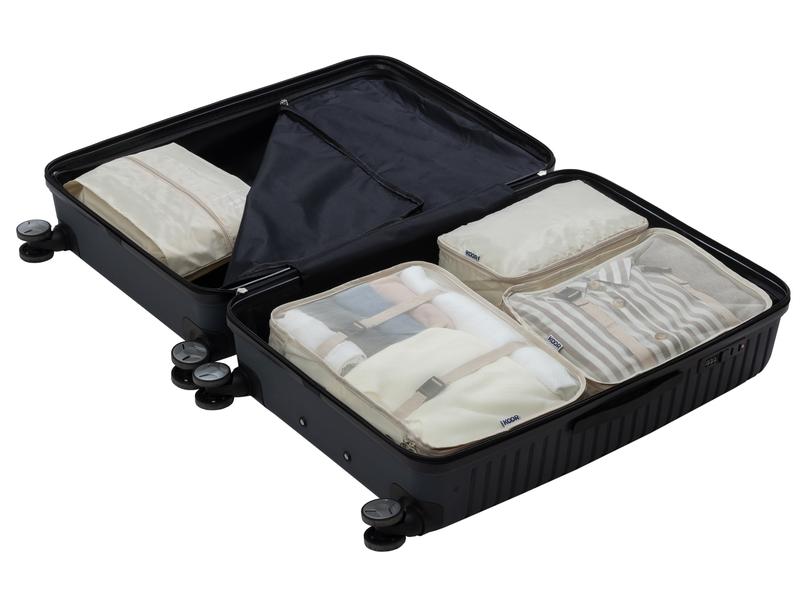 KOOR Kleiderbeutel Set Reesa, 4-teilig, Beige Packhilfe-Set für Ordnung im Koffer