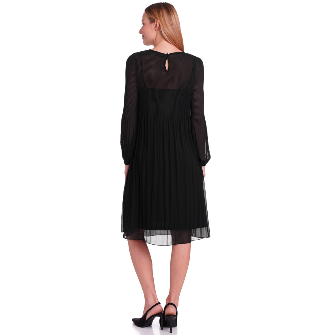 Gina Benotti Damen Kleid in Plissee-Optik schwarz