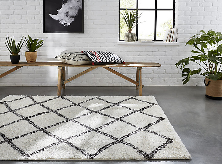 Tapis Tribal losanges blancs 60 x 90 cm