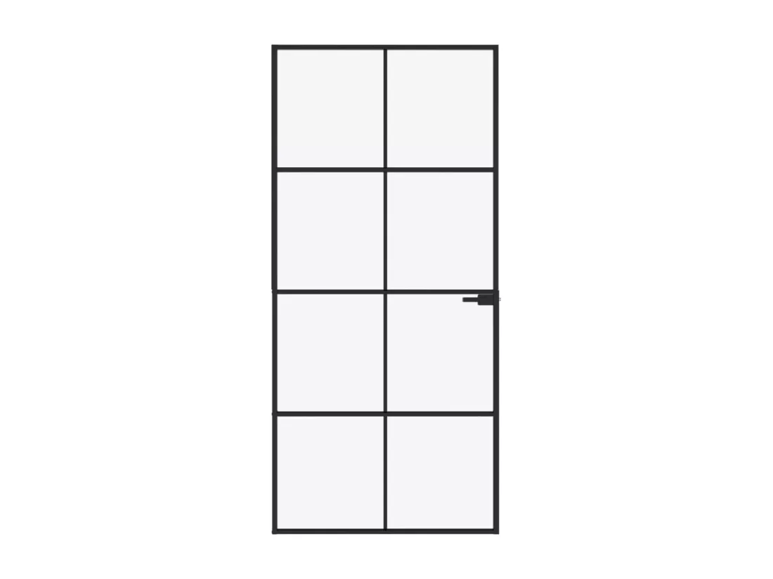 Porte d'intérieur Noir 93x201,5 cm Trempé verre aluminium fin