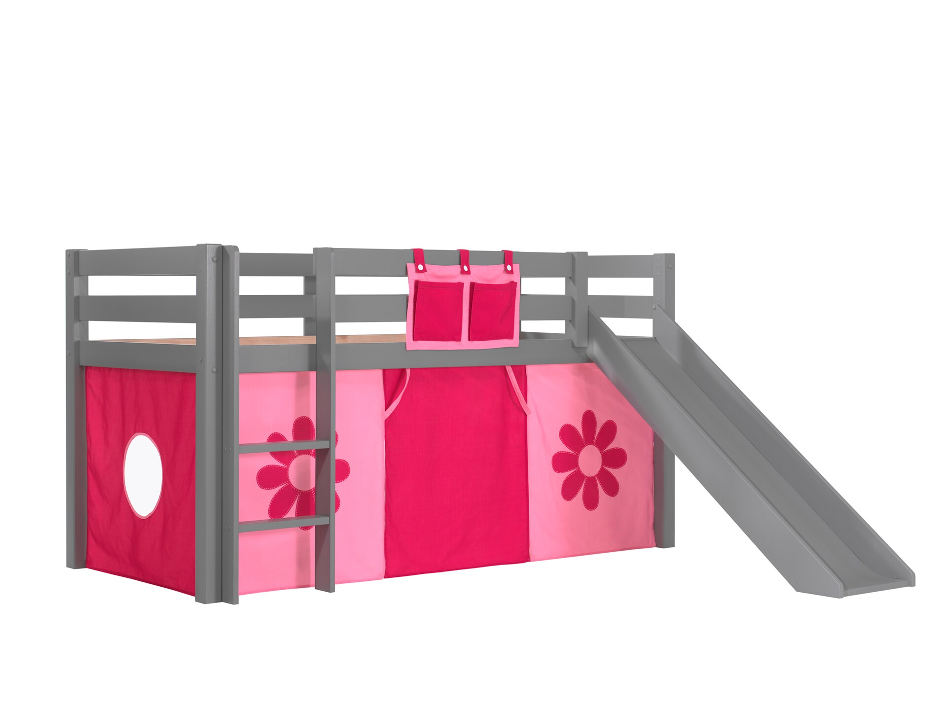 Spielbett Pino mit Rutsche und Textilset versch. Designs