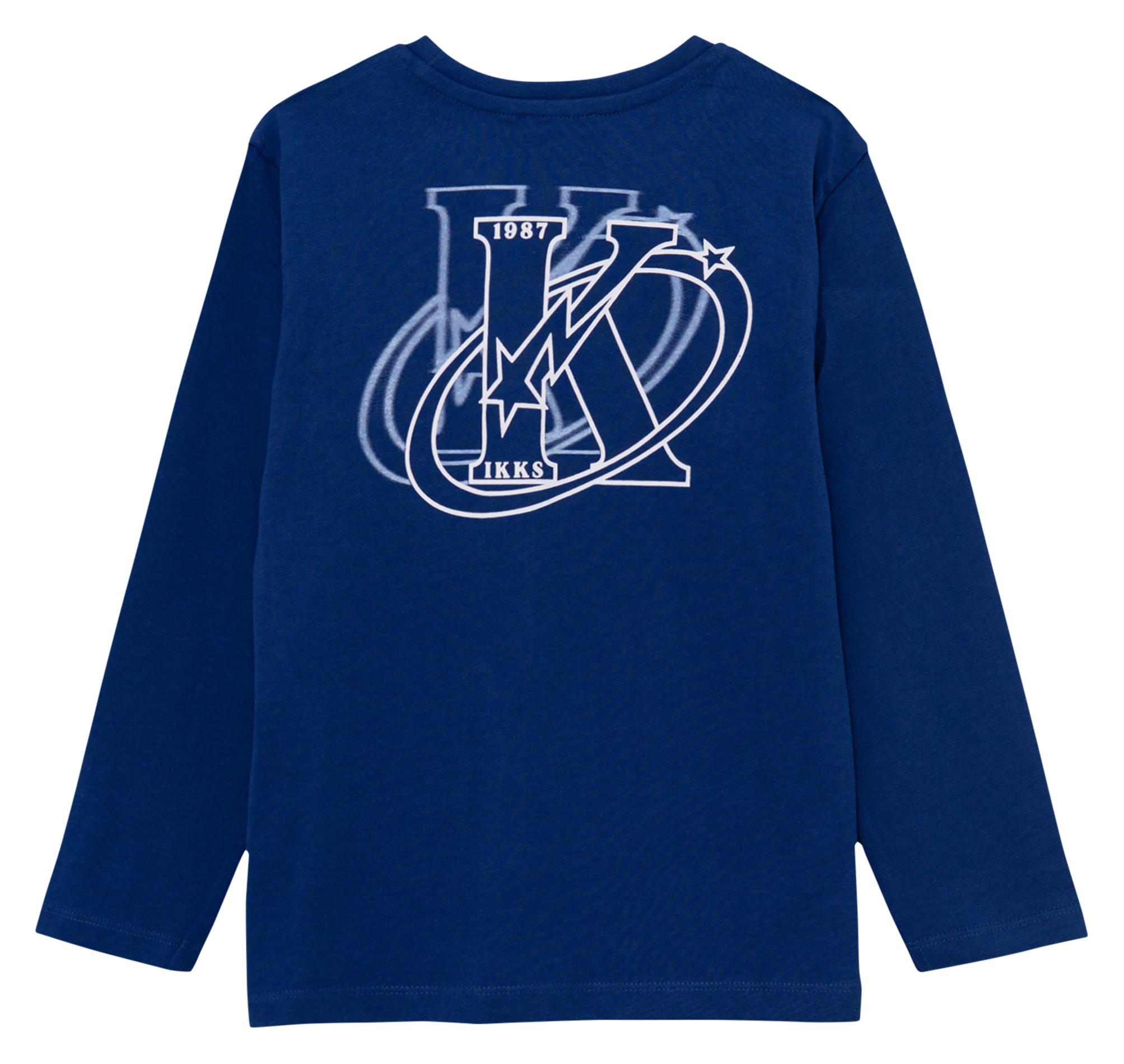Tee-shirt manches longues imprimé en coton | Bleu