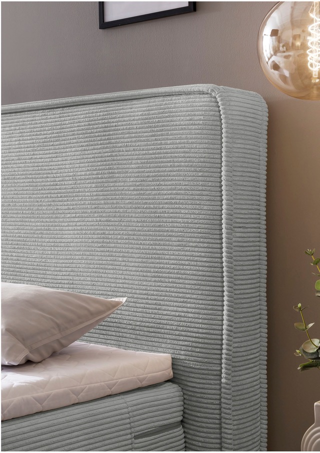 Home affaire Boxspringbett »SHERWOOD Cord Hotelbett, Polsterbett Premiumbett Boxbett« Bestseller Otto´s Choice Luxusbett in 4 Breiten,  Hochwertiger Cord ,weiche Velours-Struktur, mit premium Topper,