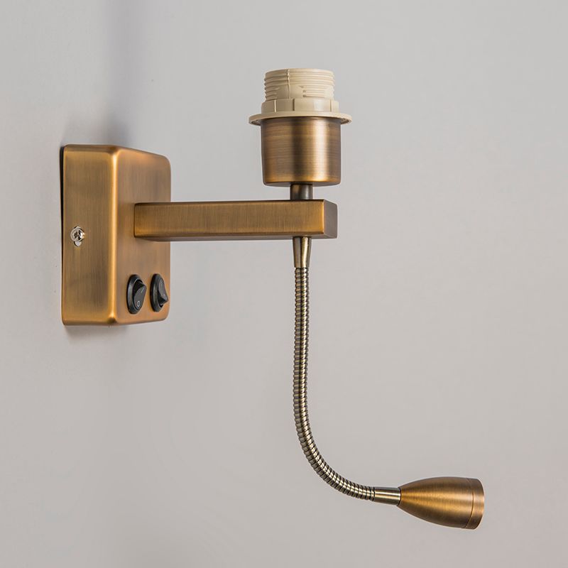 Wandlamp brons incl. LED met leesarm - Brescia Combi