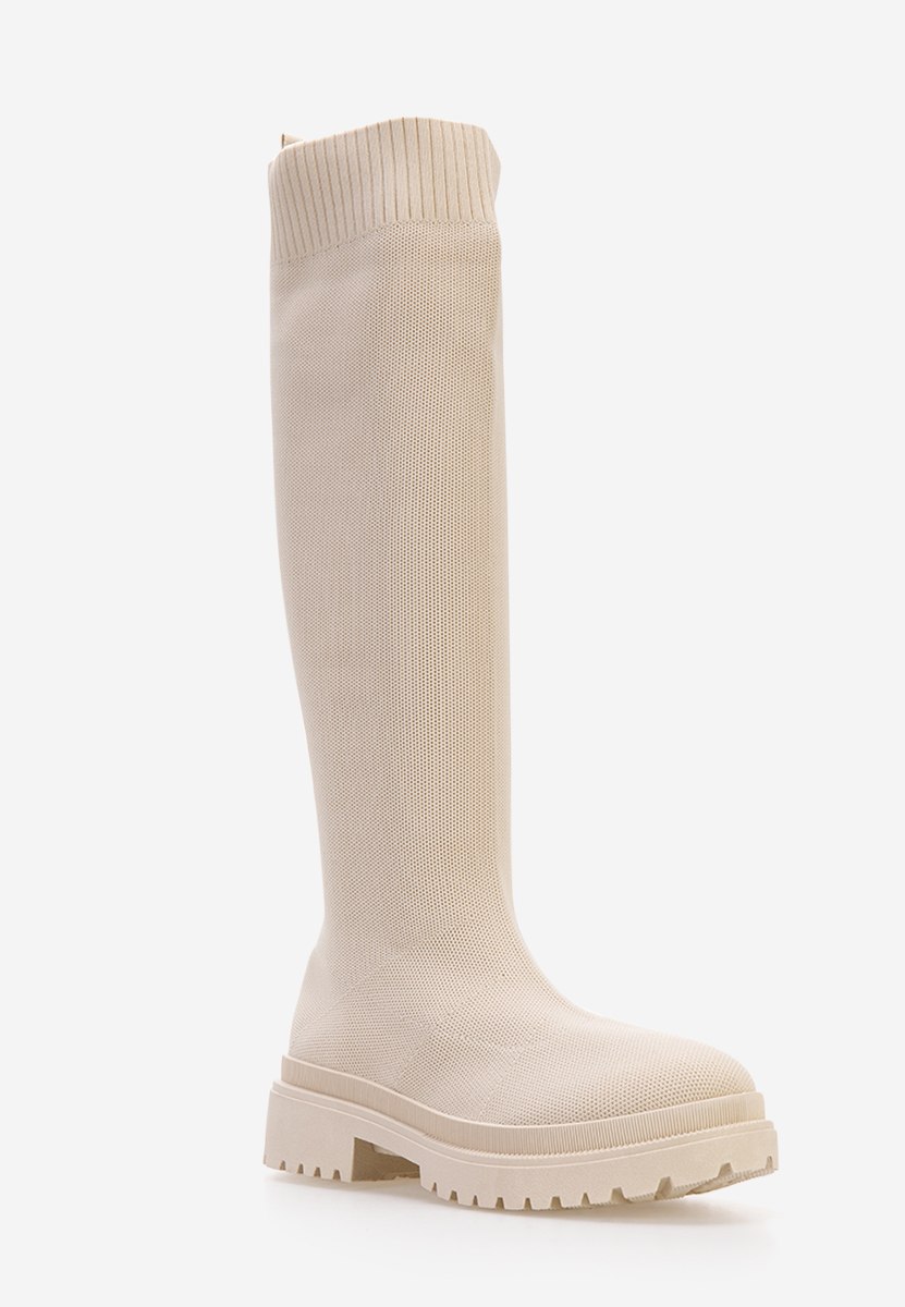 Bottes plates femme beige Olvera V2