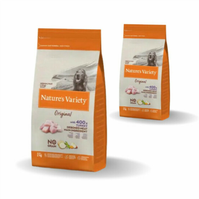 Croquettes sans céréales pour chien Nature's Variety Original Medium Maxi Adult Dinde