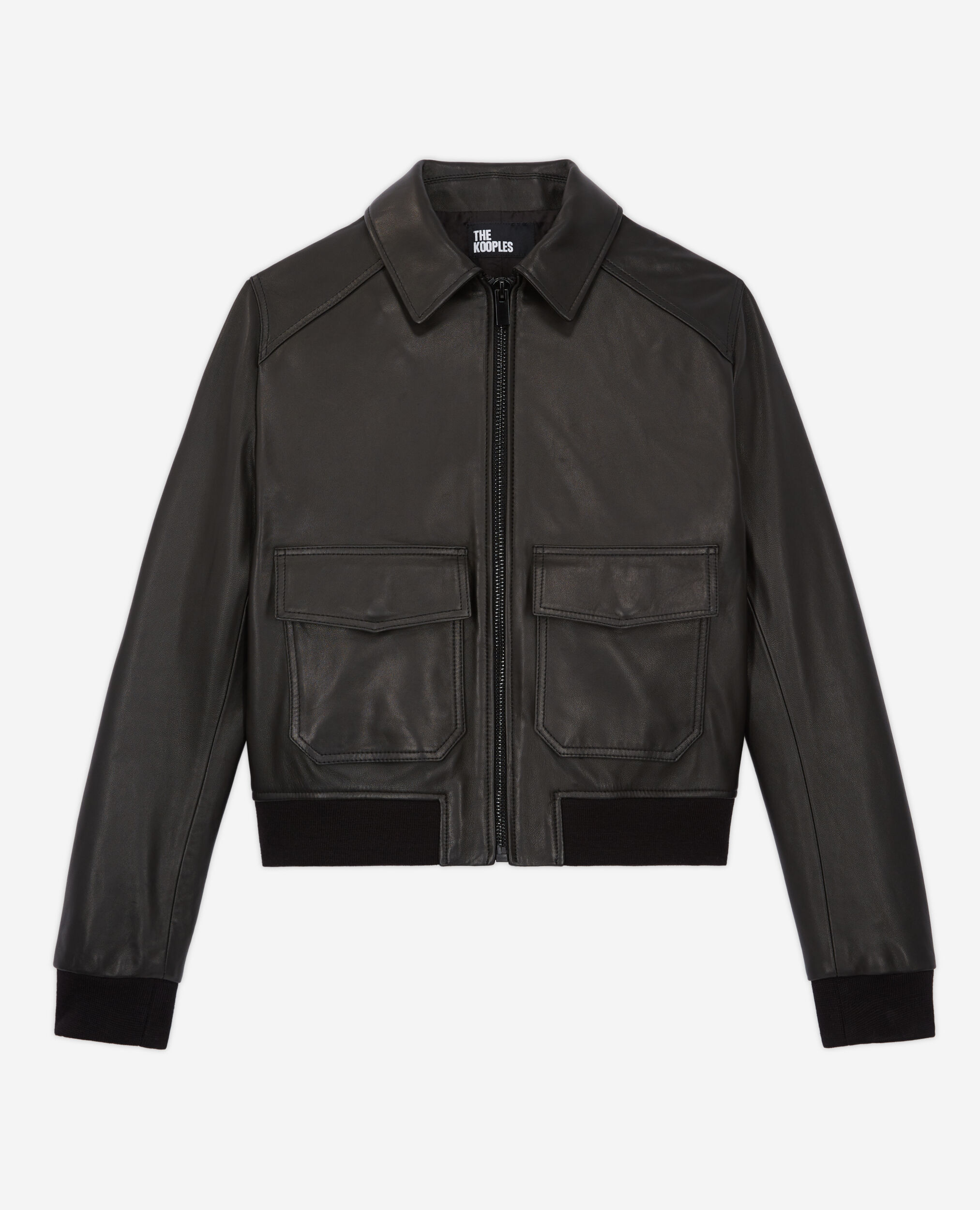 Veste en cuir noir