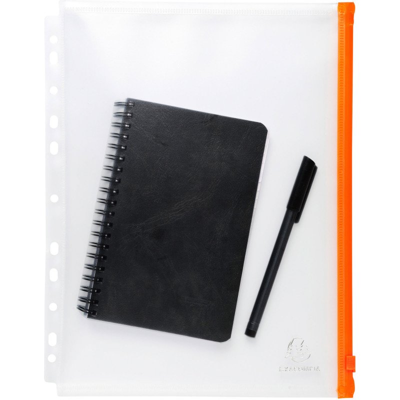 Pochettes de rangement à zip perforées A4 Exacompta Exactive incolore - Sachet de 5