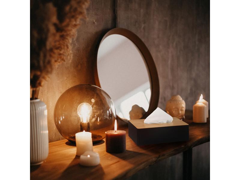 relaxdays Kosmetiktuchbox mit Bambusdeckel Nature/Schwarz Tücherbox