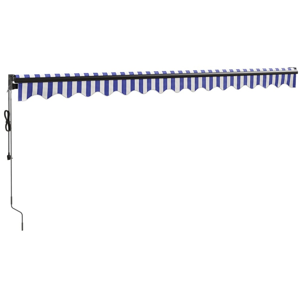Auvent rétractable automatique bleu et blanc 4,5x3 m