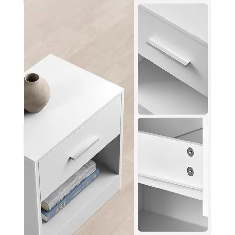 Parya Home Nachtkastje, bijzettafel met lade, klassiek wit