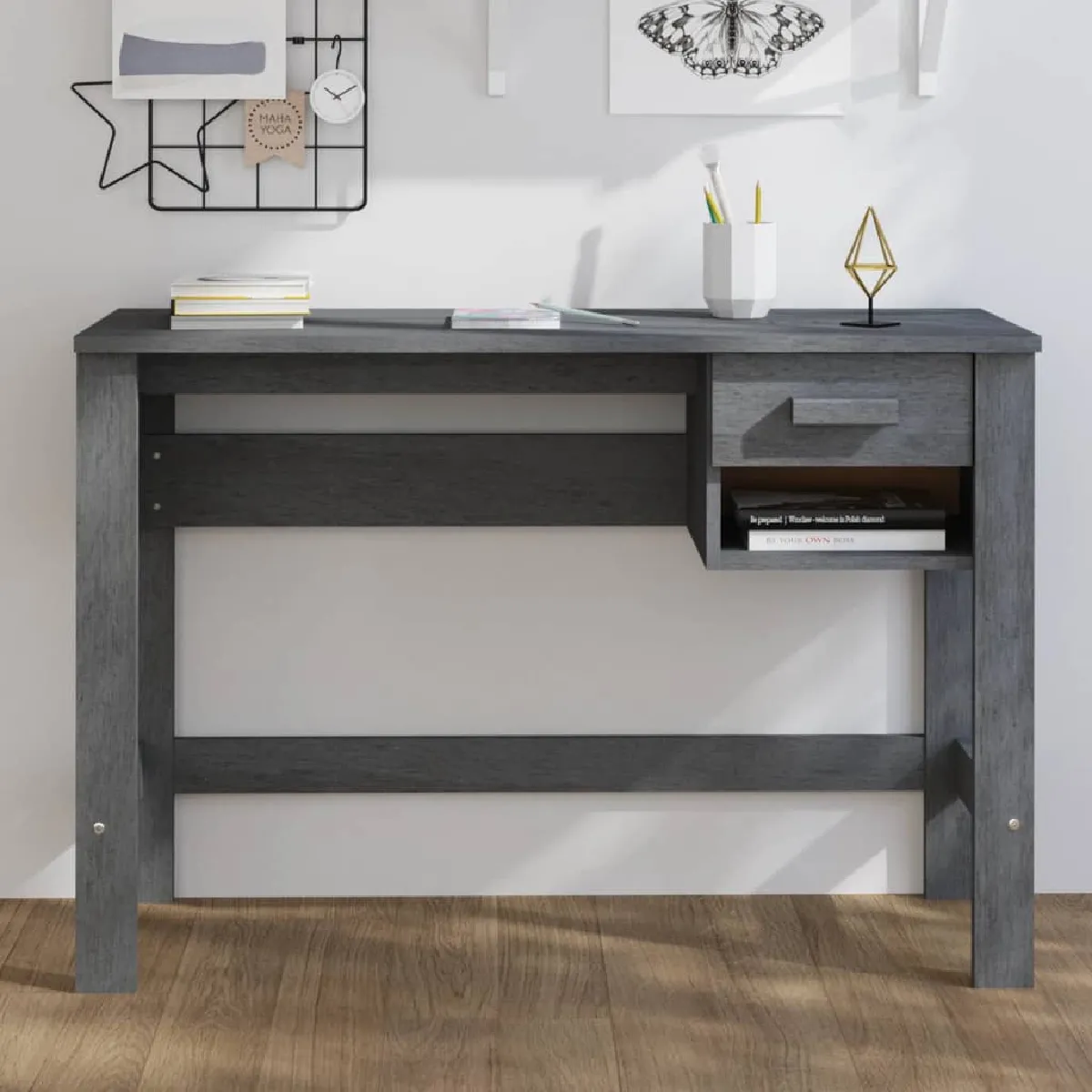VIDAXL Bureau HAMAR - Gris foncé