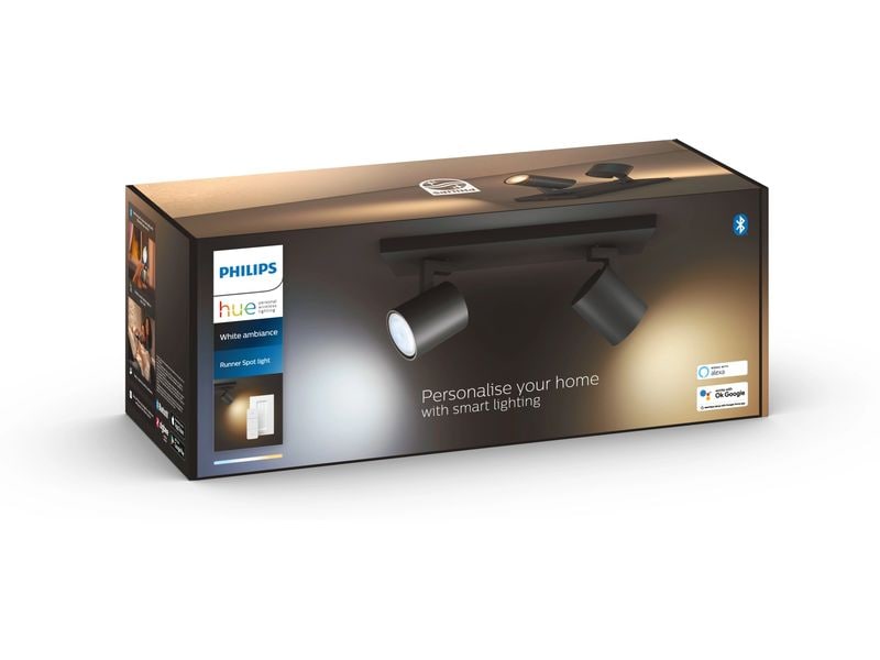 Philips Hue White Ambiance Runner Doppelspot Schwarz Individuell einstellbare Spots für perfektes Licht in jedem Raum