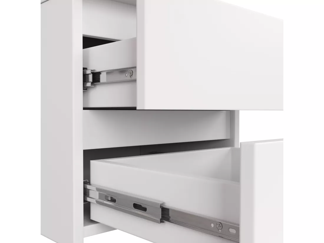 Bureau d'ordinateur AKORD droit A7 Blanc 90 cm 4 tiroirs façade Blanche 90x50x77 cm