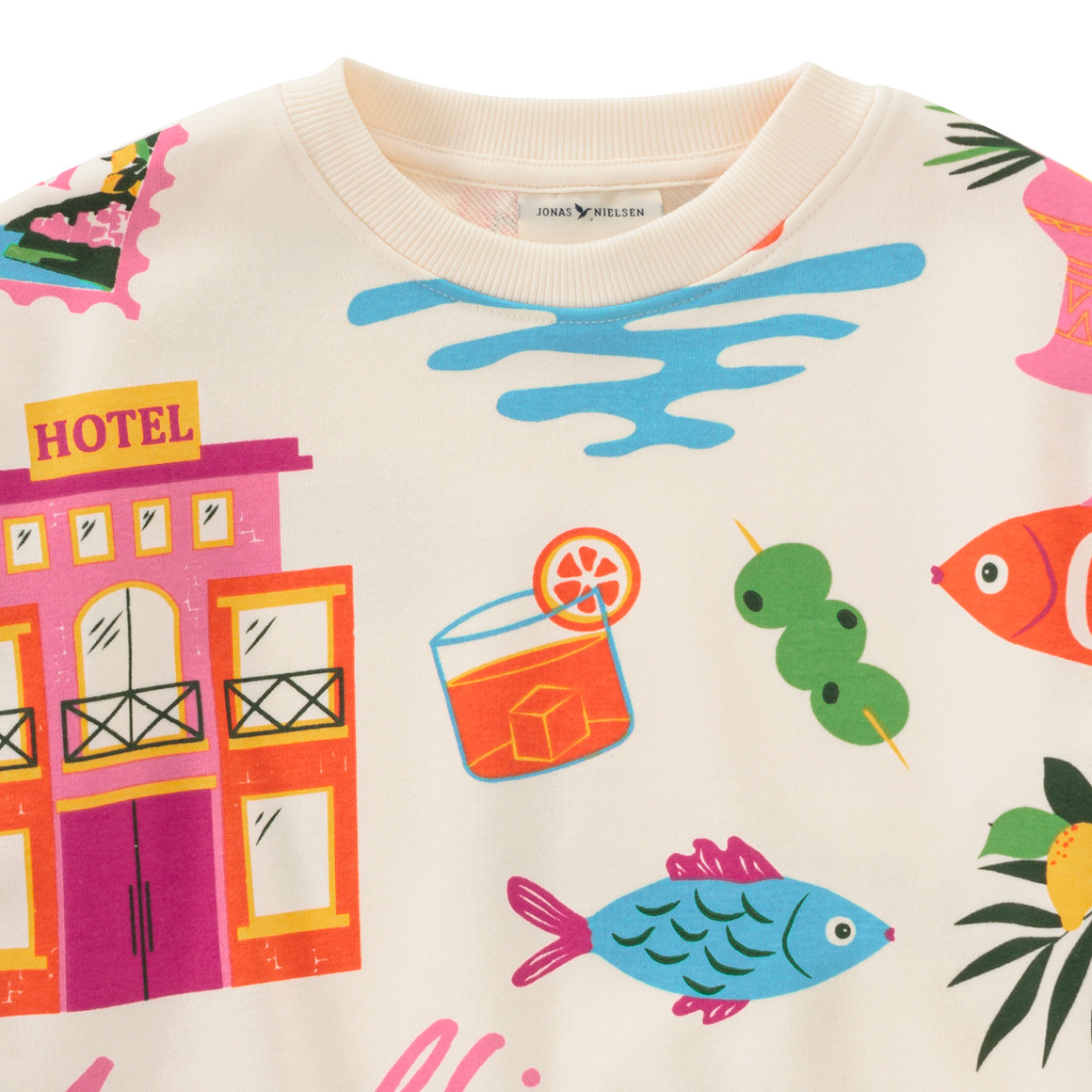 Jonas Nielsen Mädchen Sweatshirt mit Urlaubs-Motiven creme / bunt
