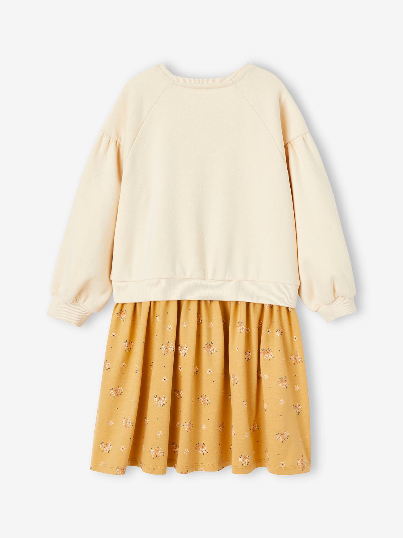 Vestido de dois tecidos para meninas, verde