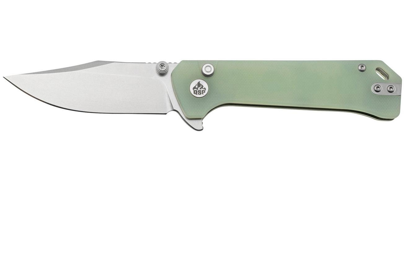QSP Grebe QS147-D1, 14C28N Clippoint Jade G10, zakmes