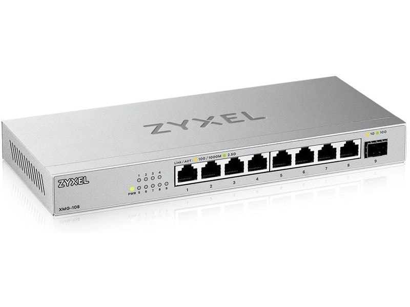 Zyxel SFP  Switch XMG-108 8 Port 8-Port 2.5G Unmanaged Switch mit 10G Uplink