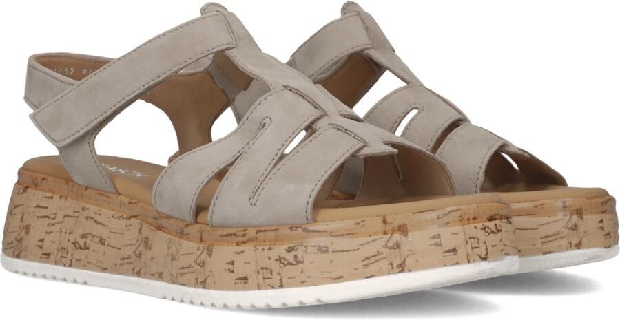 Gabor Dames Sandalen met hak 742 Beige Suède Plateauzool