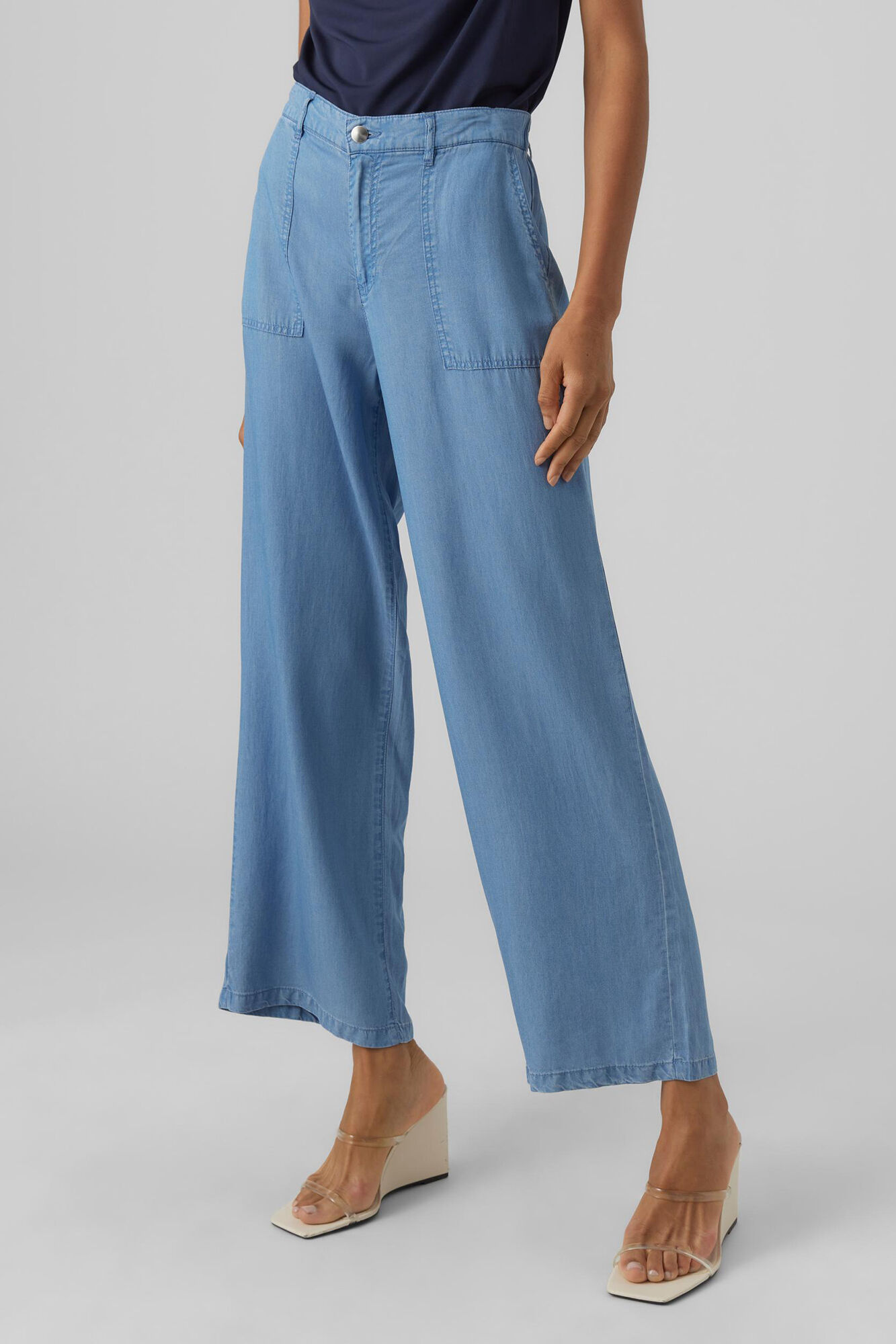 Calça jeans fluida - Azul