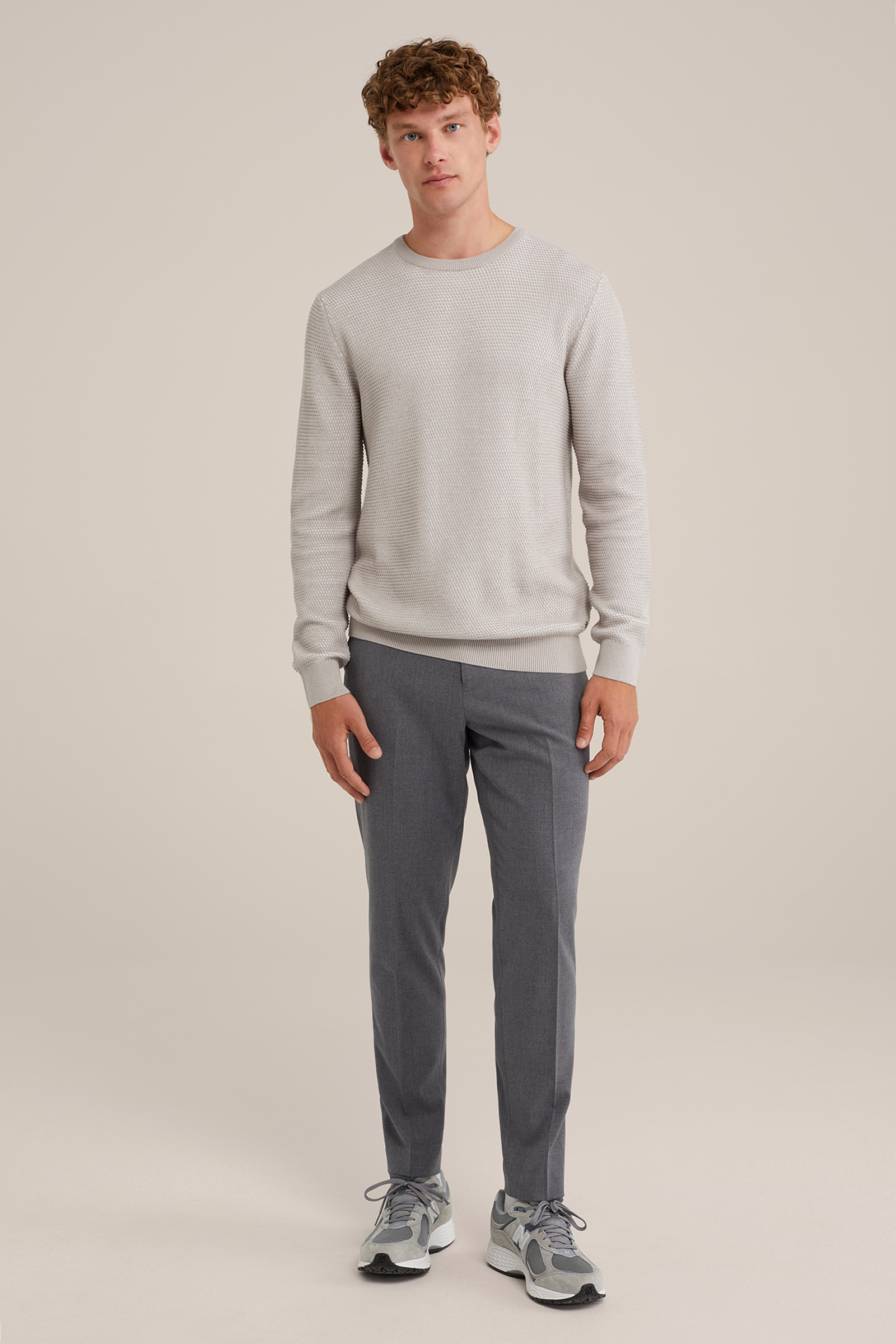 trui met structuur WE Fashion Lichtgrijs