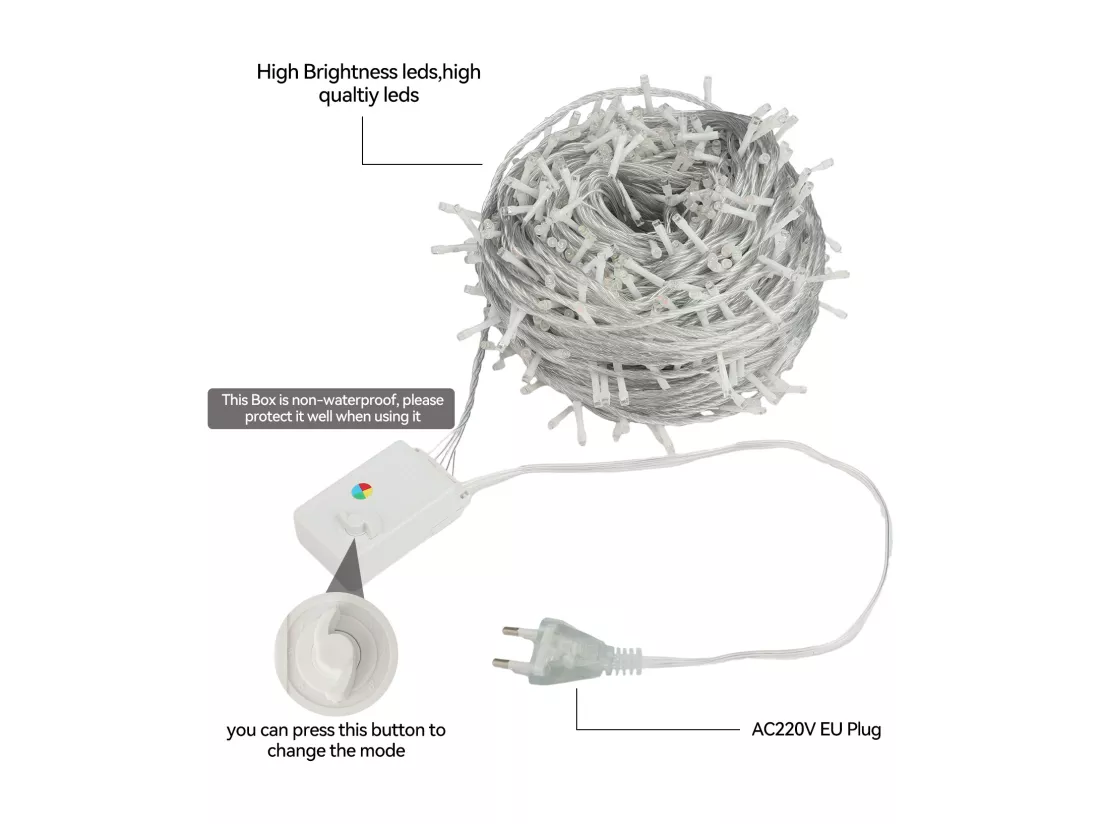 100M 600 LED Guirlande lumineuse Carnaval Mariage Extérieur Intérieur Jardin Éclairage, blanc chaud