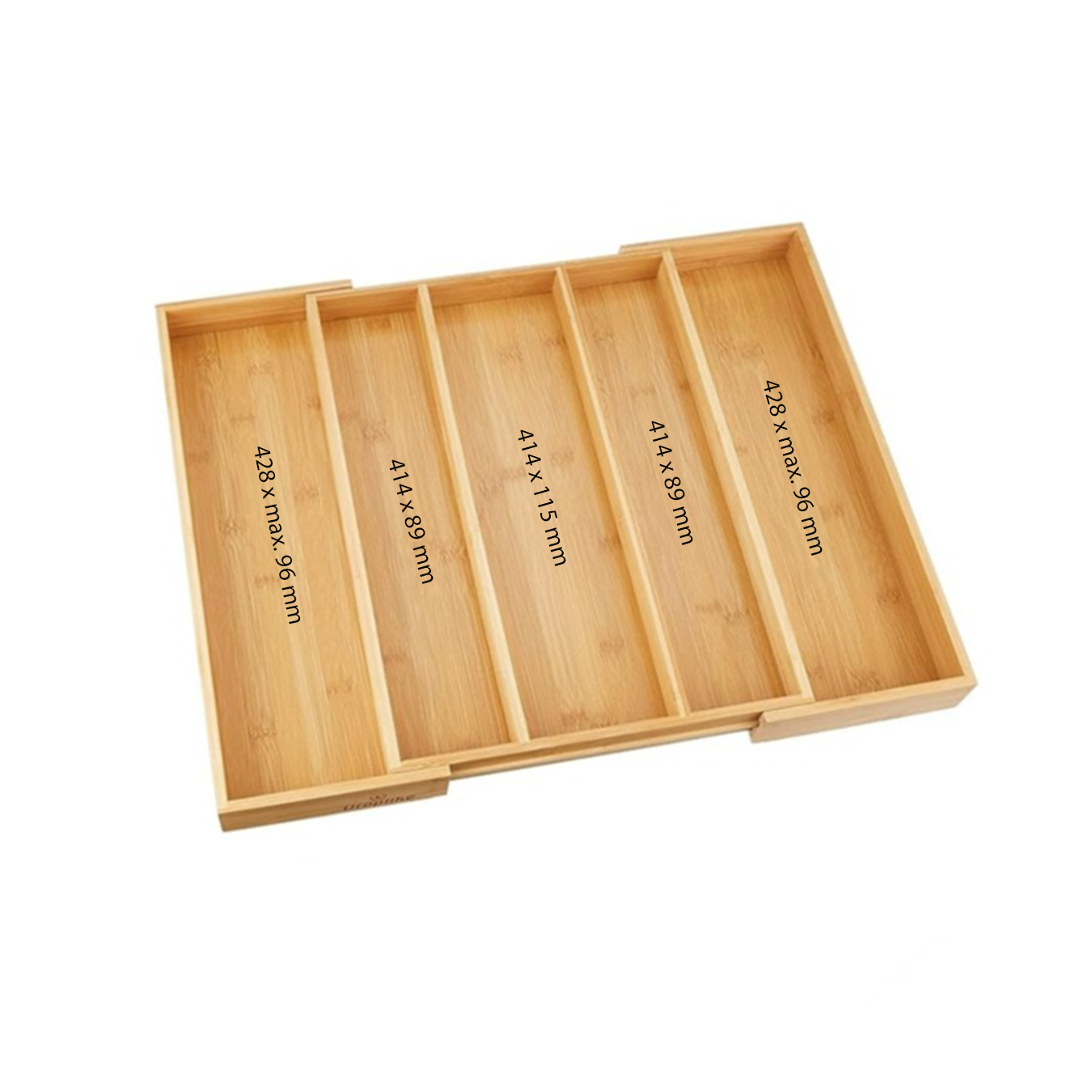 (34-53cm) Bambus 5-fach Universal Besteck Kasten Ausziehbarer Schubladeneinsatz Küchen Organizer - Braun