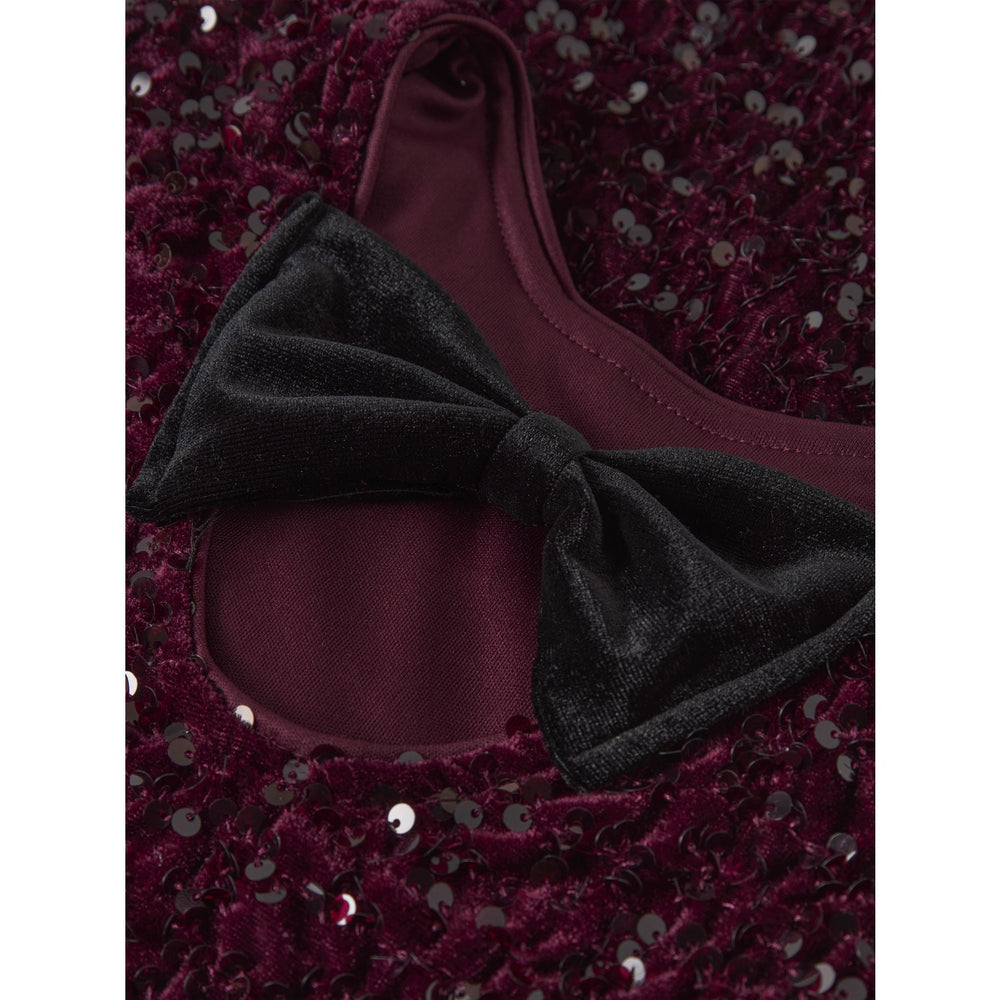 Køb Name It Burgundy Black Bow Nkfrusitta Ls Kjole