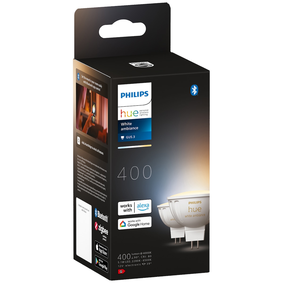 Philips Hue WA MR16 LED-lyspære 5,1W GU5.3 2-pk