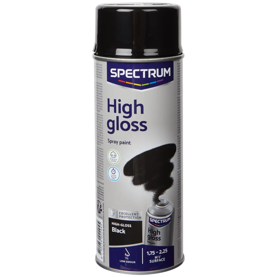 Spectrum hoogglans spuitverf zwart 400 ml