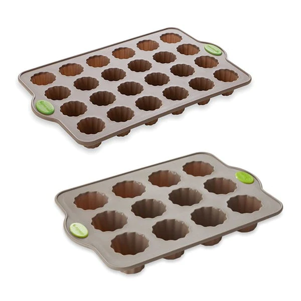 Lot 2 plaques Rigiflex 12 canelés et 24 mini-canelés en silicone et ac